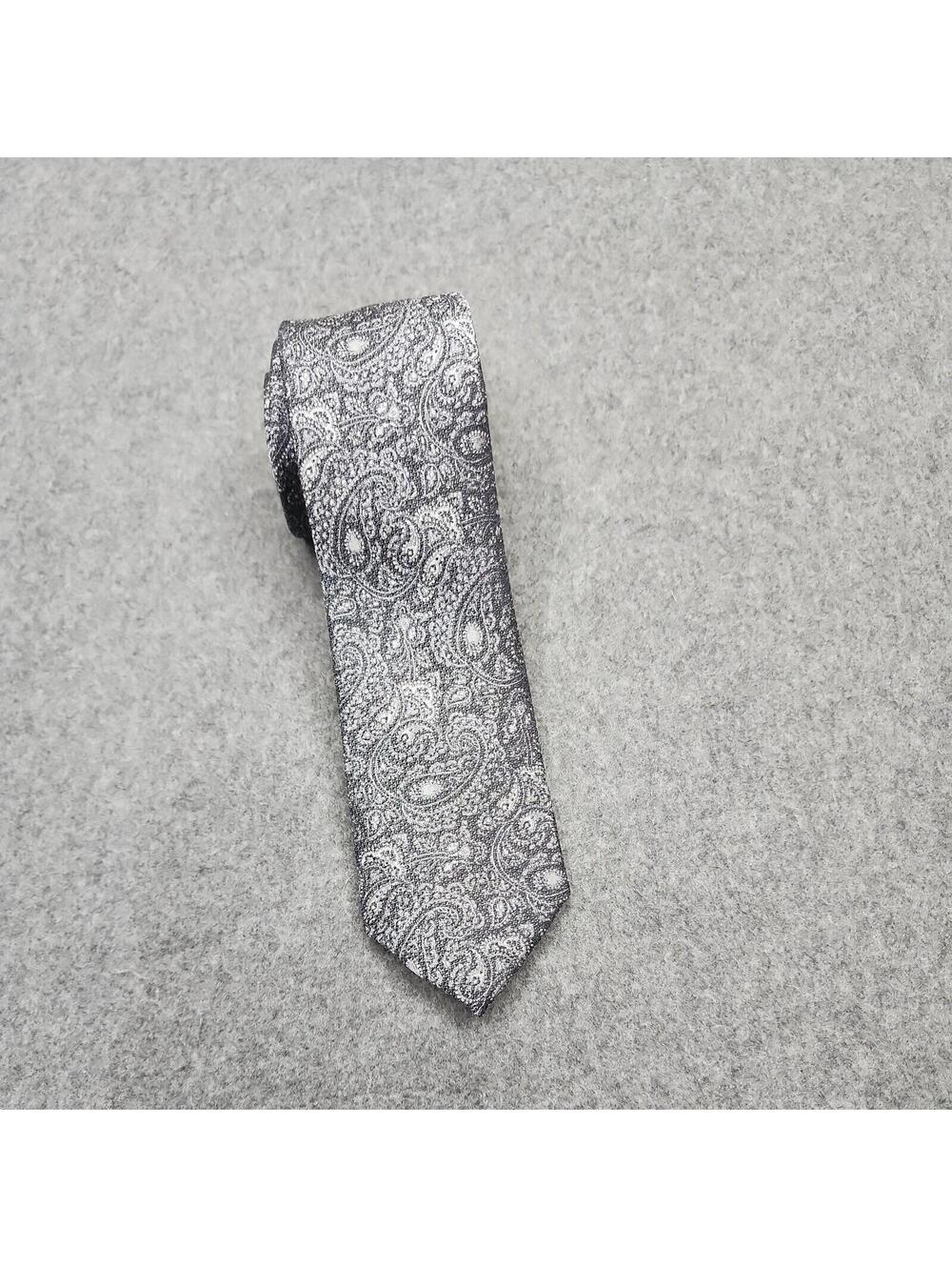 JOSEPH ABBOUD Men's Silk Neck Tie ~ Gray ~ Paisley Pattern ~ Designer!